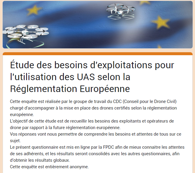 Enquête FPDC sur « L’exploitation des UAS selon la Réglementation Européenne »